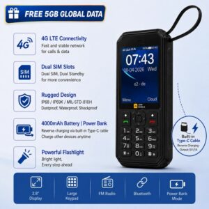 AGM M11 | 4G Hotspot Phone|Portable WiFi Hotspot|4000mAh Battery|IP68/IP69K Waterproof|Wired Reverse Charging|FM Radio|3.5mm Jack