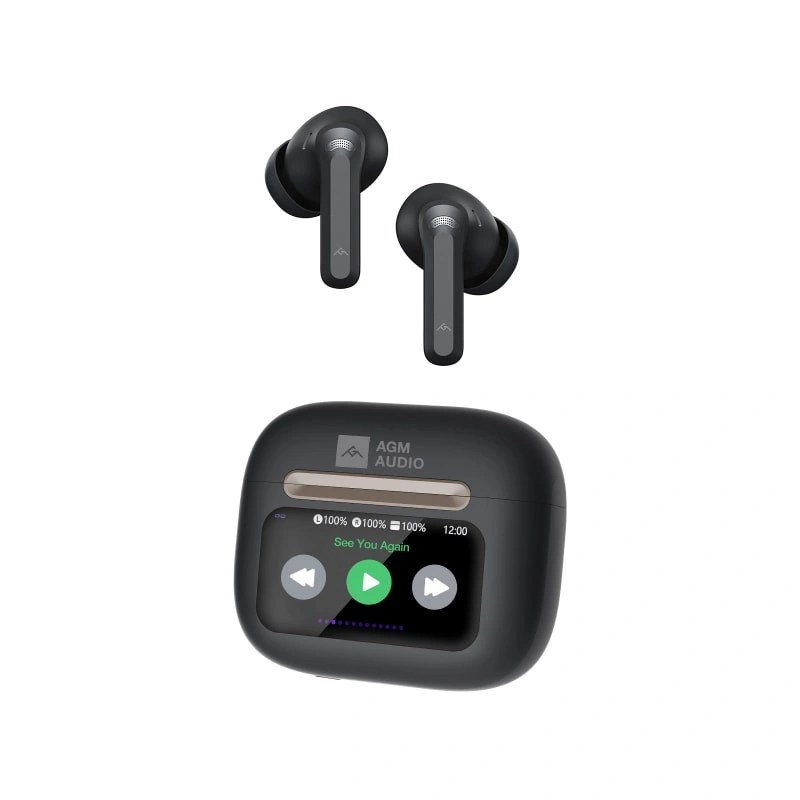 AGM Buds 9 | Touch-Enabled Display Case | 13mm Full-Range Sound | -25dB ANC | IPX4 Water Resistance