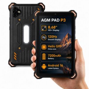 AGM PAD P3 | 8.68″ Compact Rugged Tablet | Helio G99 | IP68/IP69K | Waterproof | 120Hz Display | eSIM | Android 16